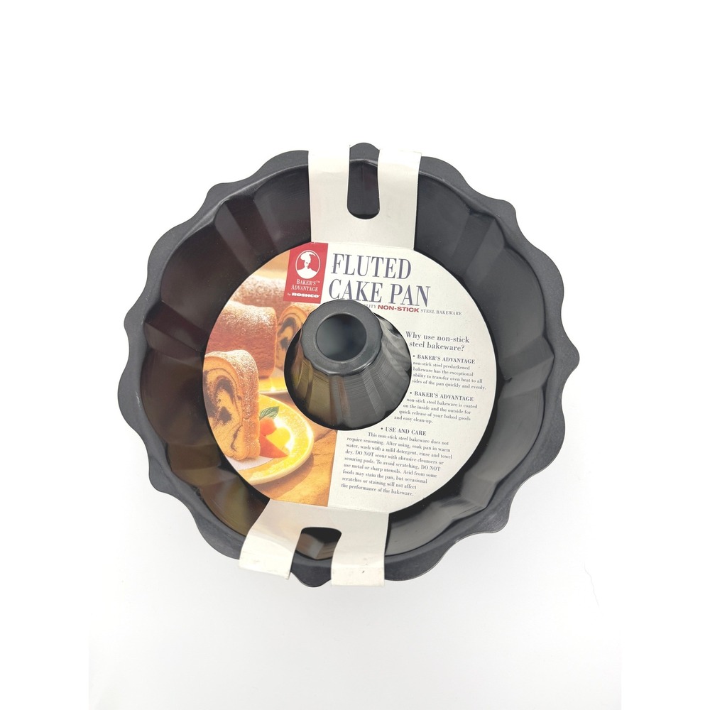 Roshco Baker's Advantage Fluted Cake Pan Non-Stick Steel Bundt Mold Oldstock